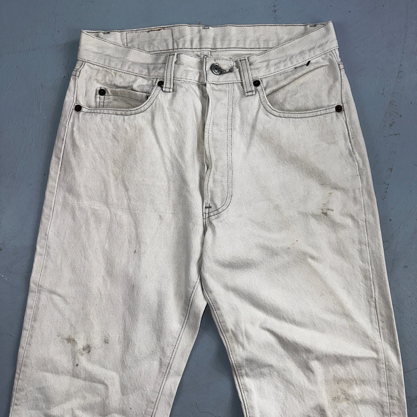 Levis 501 Vintage 80s USA XX Straight Leg Jeans White Med Wash 29x30 Act 28x29