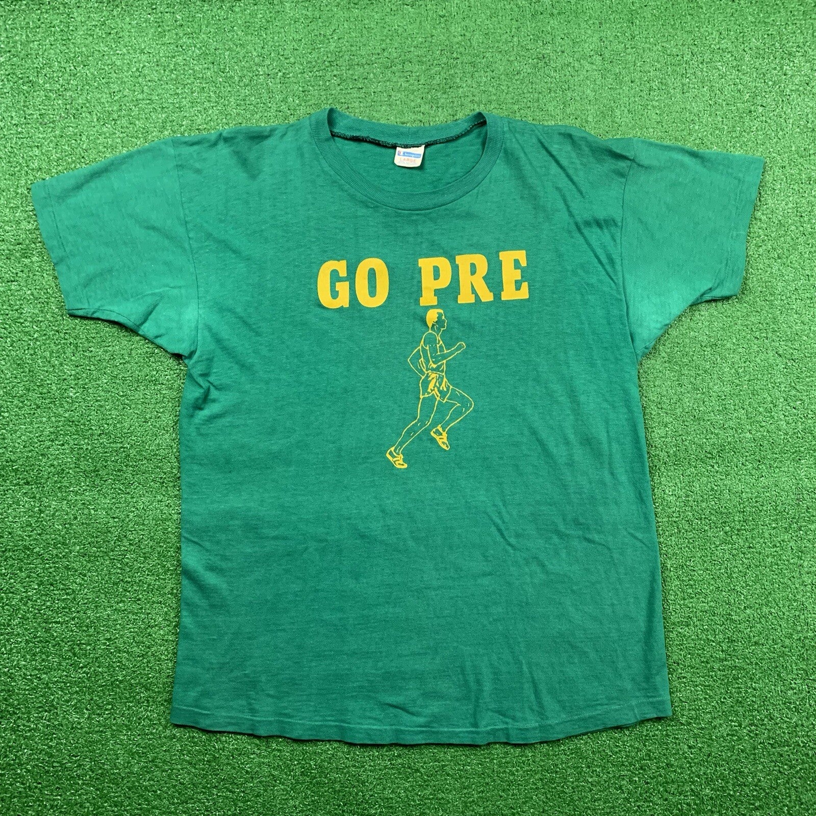 GO PRE Vintage T Shirt OG Rare Nike Geisha Rap Hike Track Prefontaine 1970s 70s