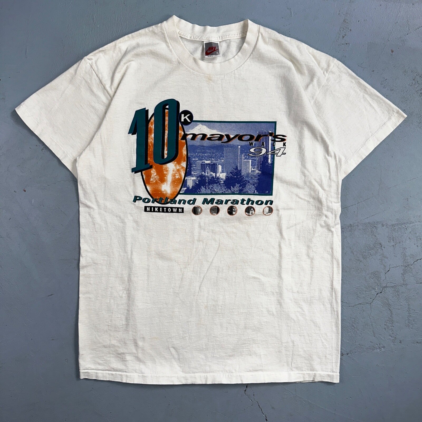 Nike 1994 Niketown Portland OregonVTG T Shirt Mayors Walk 90s 10K Marathon XL