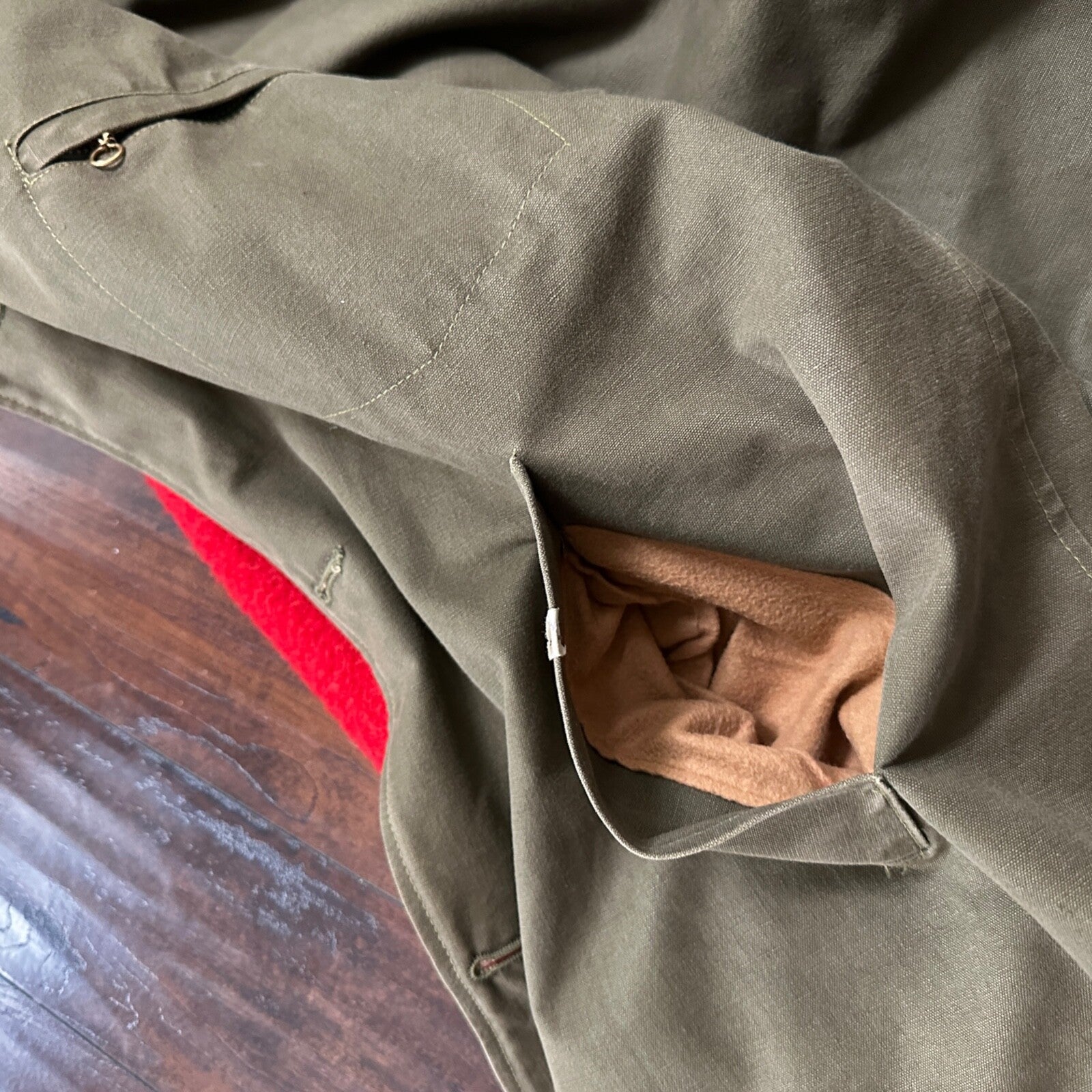 VTG 40s 50s Wool Western Coat Jacket Rockabilly Red Military Green WWII RARE