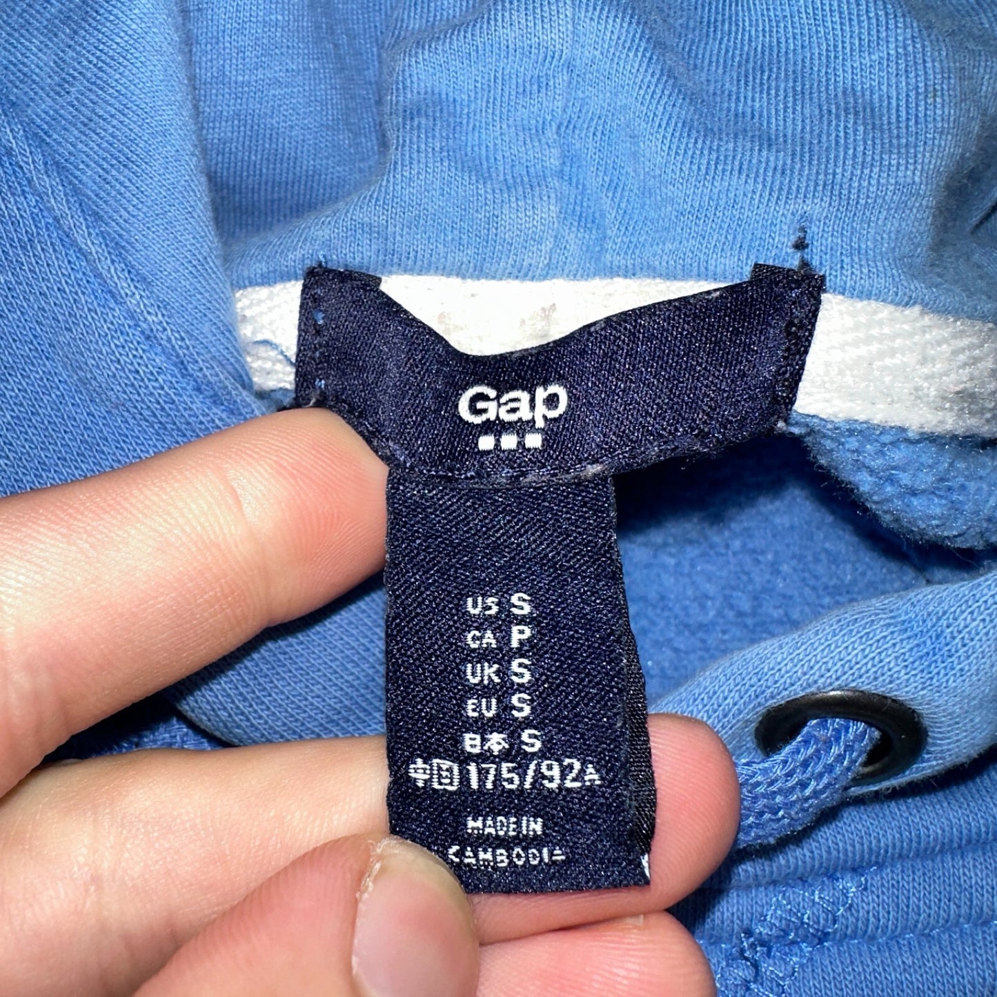 GAP Hoodie Mens Small Blue Navy Lightweight Spellout Casual Sweater Sweatshirt