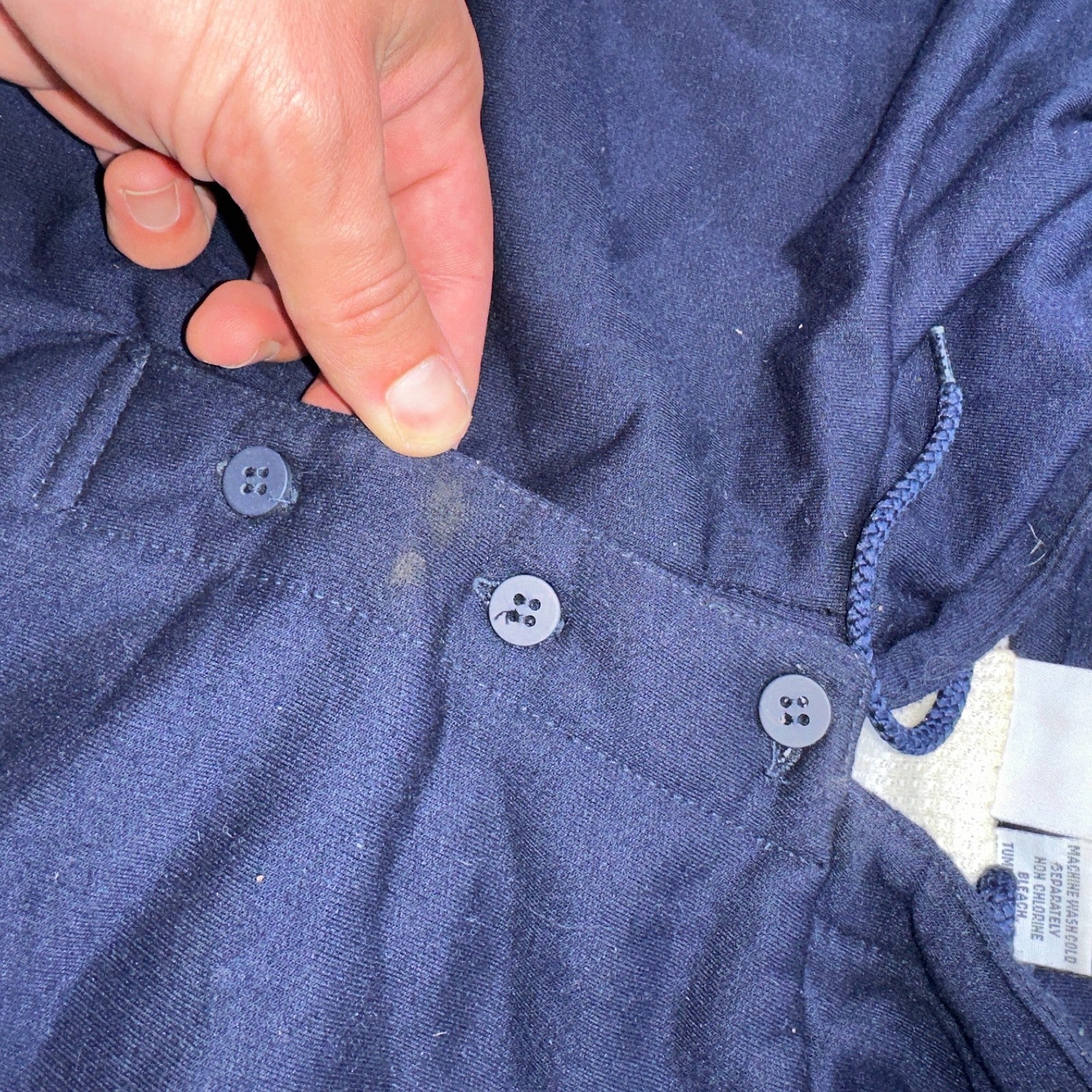 Vintage Thermal Waffle Lined Hoodie Sweatshirt Mens XL Navy Blue Nucleus Punk