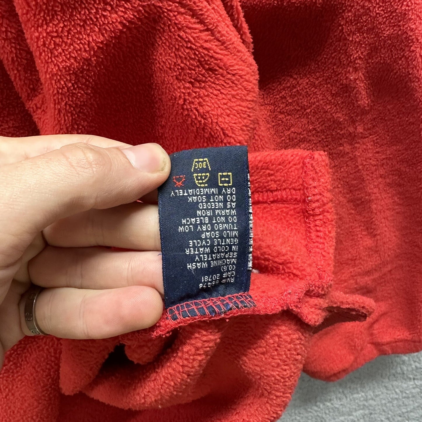 Tommy Hilfiger Logo Quarter Zip Fleece Vintage Red Pullover Jacket 80s 90s Rare