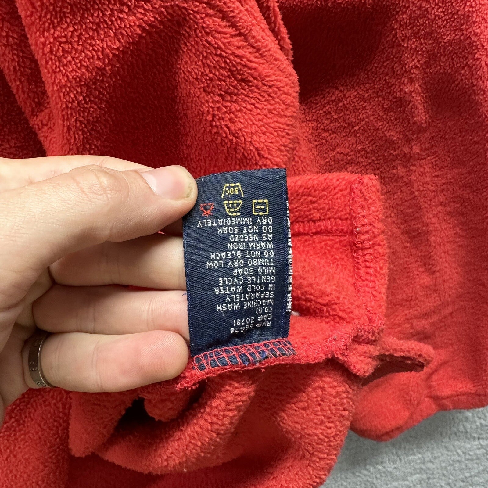 Tommy Hilfiger Logo Quarter Zip Fleece Vintage Red Pullover Jacket 80s 90s Rare