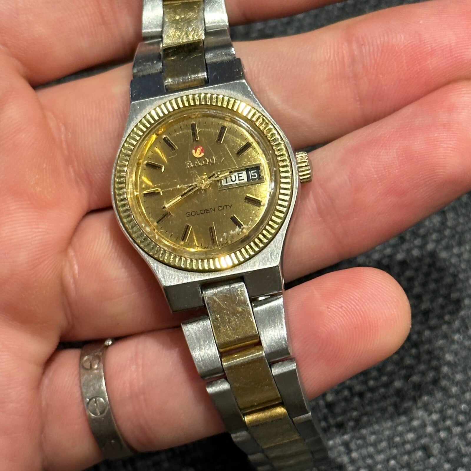 RARE RADO GOLDEN CITY Swiss Automatic Womens Watch c.1970s VTG Gold