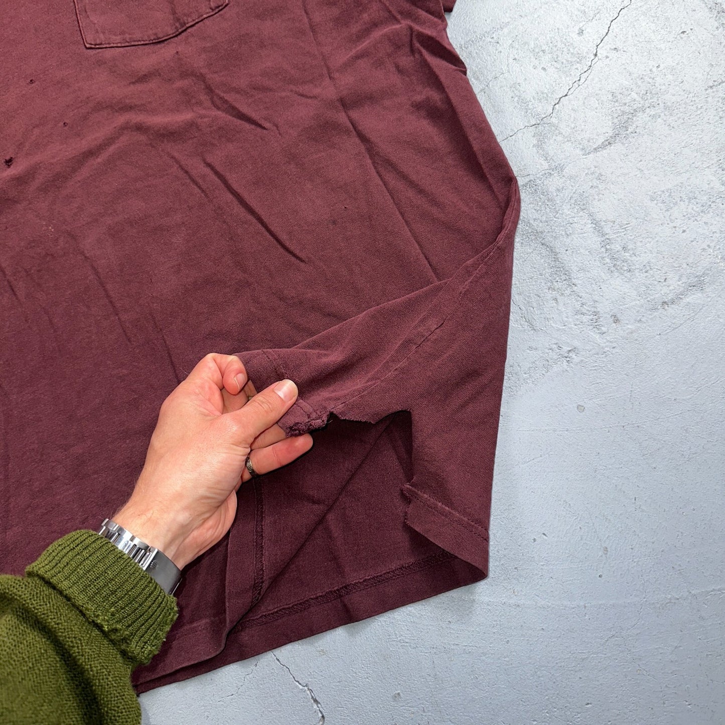 Carhartt K87 PRT Fit Pocket T-Shirt Mens 2XL Maroon Purple Thrashed Holes Worn