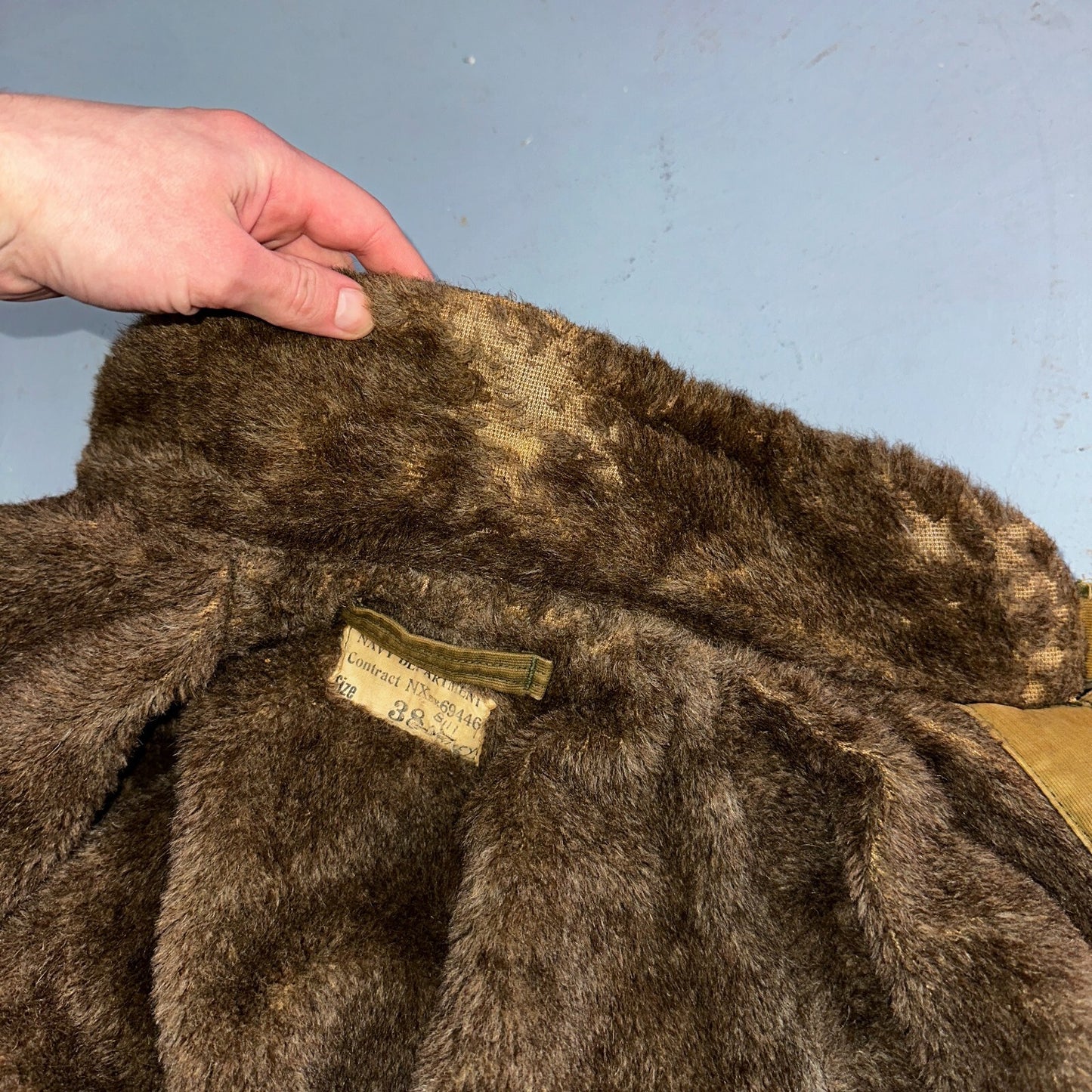 VTG WWII US NAVY USN N1 Deck Jacket Sz 38 Alpaca Stencil Work Coat Rare WW2