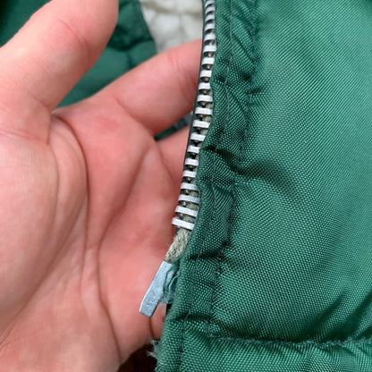 VTG West Wind Buccaneer 70s Sherpa Satin Bomber Jacket Green Broken Zip Oregon