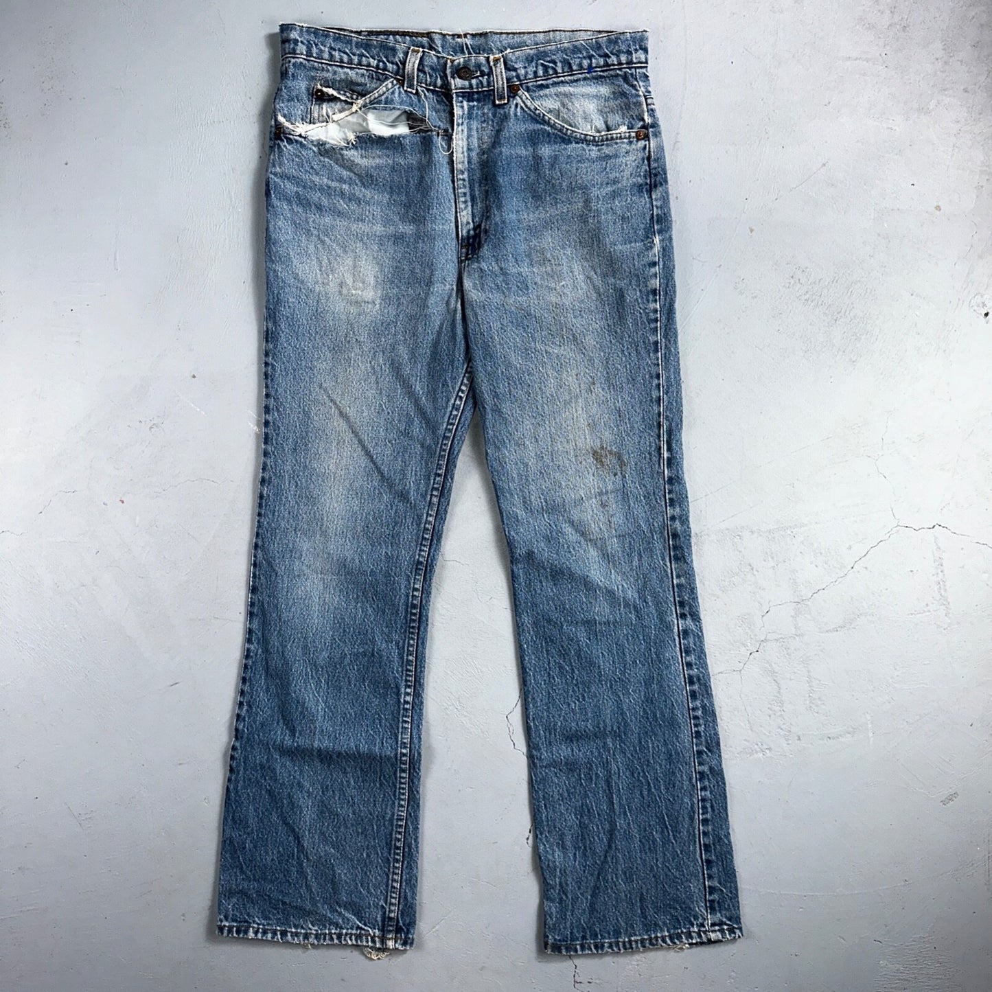 Levis 517 Vintage 80s USA Orange Tab Bootcut Flare Blue Worn Jeans Act 32x30