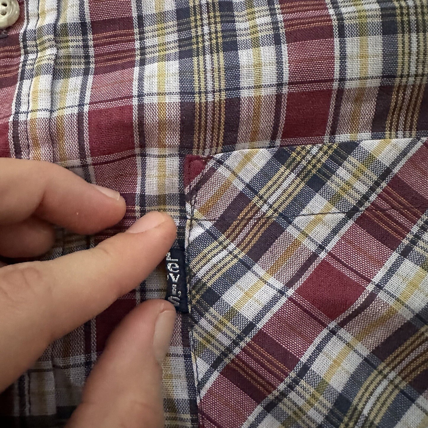 Vintage 70s Levis Mens Shirt M Tapered Fit blue Red Plaid Button Up 80s Big E