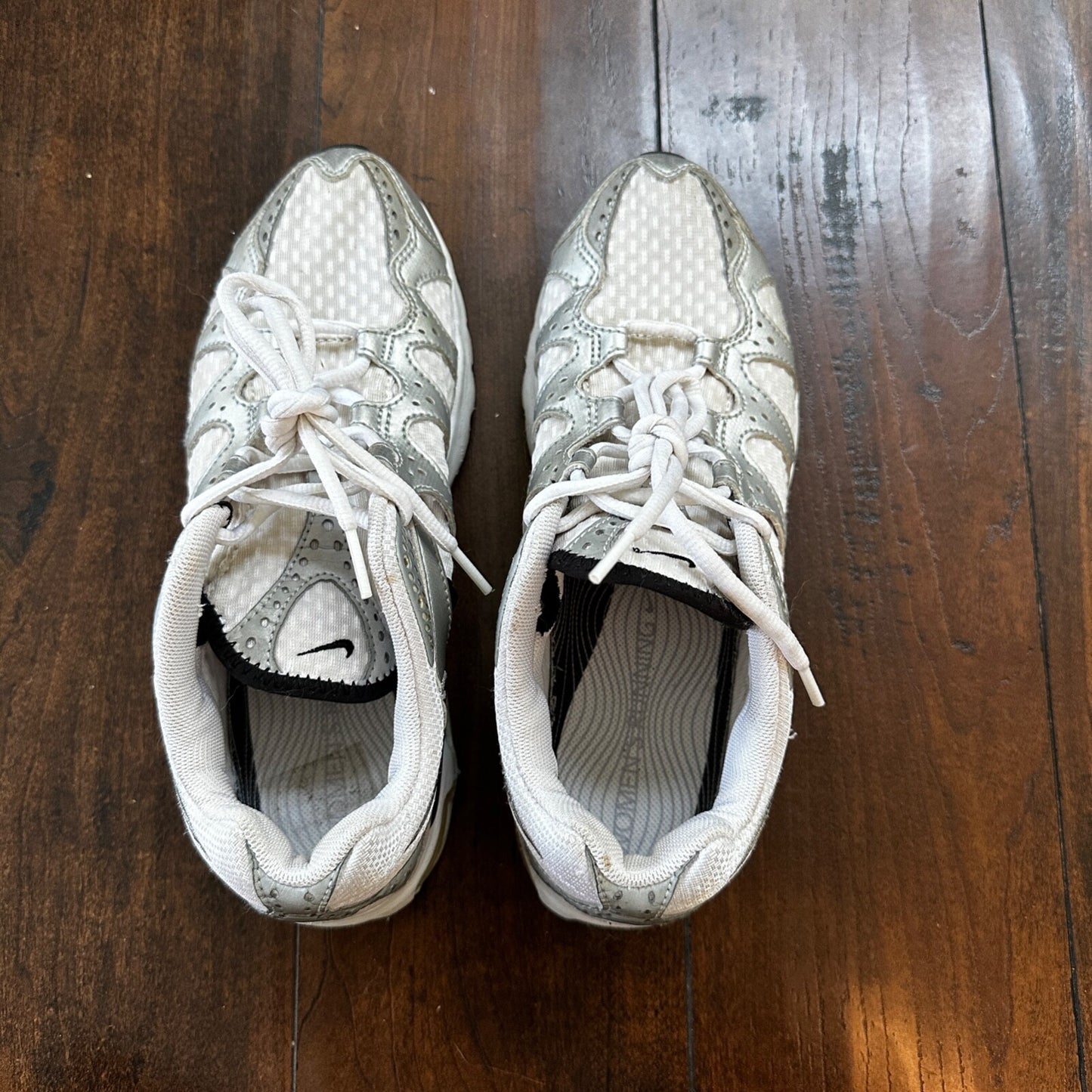 VTG Nike Air Max Womens Athletic Shoes 308677 101 Silver Black White 9.5 Y2K