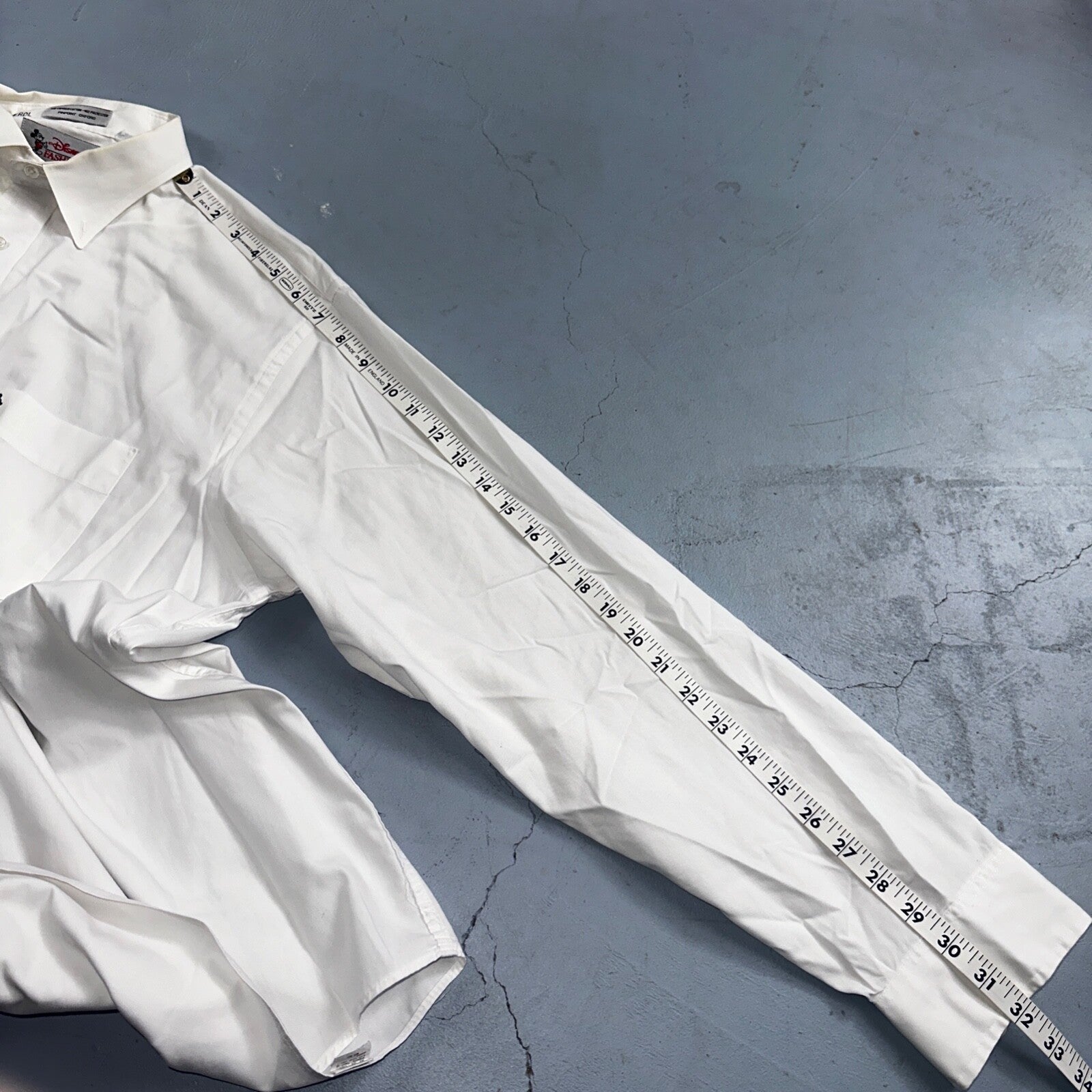 Disney Fashions Pure White VTG Pinpoint Oxford Button Dress Shirt Mens 17