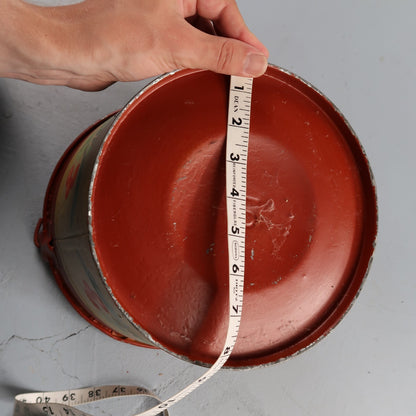 VTG Hand Painted Peaches Metal Bucket W Handle Galvanized Tub Garden Folk Art