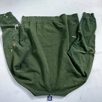 Champion 90s USA Sweatshirt VTG Crewneck Green Thrashed Paint Stained Large