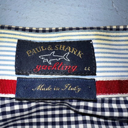 Paul & Shark Yachting Mens 44 Long Sleeve Button Down Shirt Checkered Hamptons