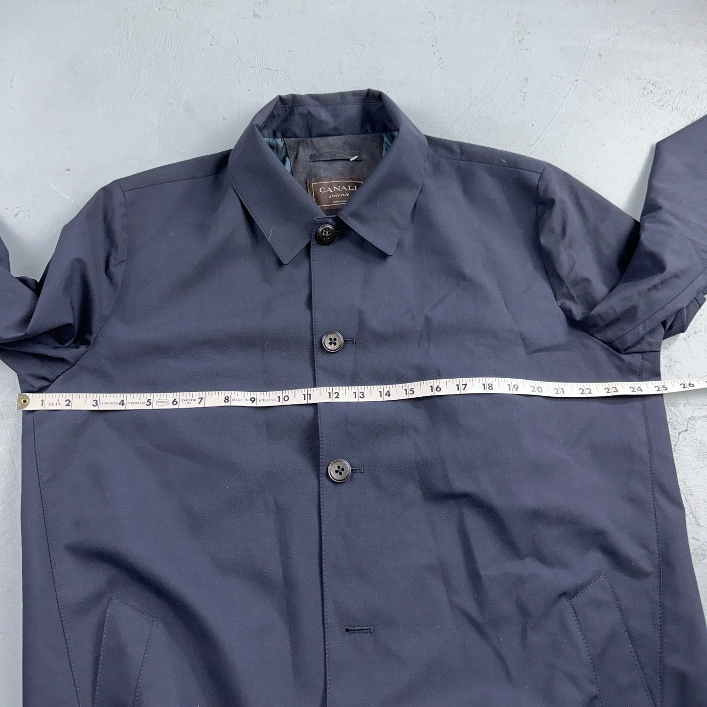 CANALI 1934 Water Repellent Car Coat Navy Rain Protection 54 Italy $2000 Retail