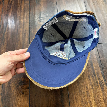 Vintage Levis Jeans Blue Denim w/ Brown Suede Leather Bill Strapback Hat Cap