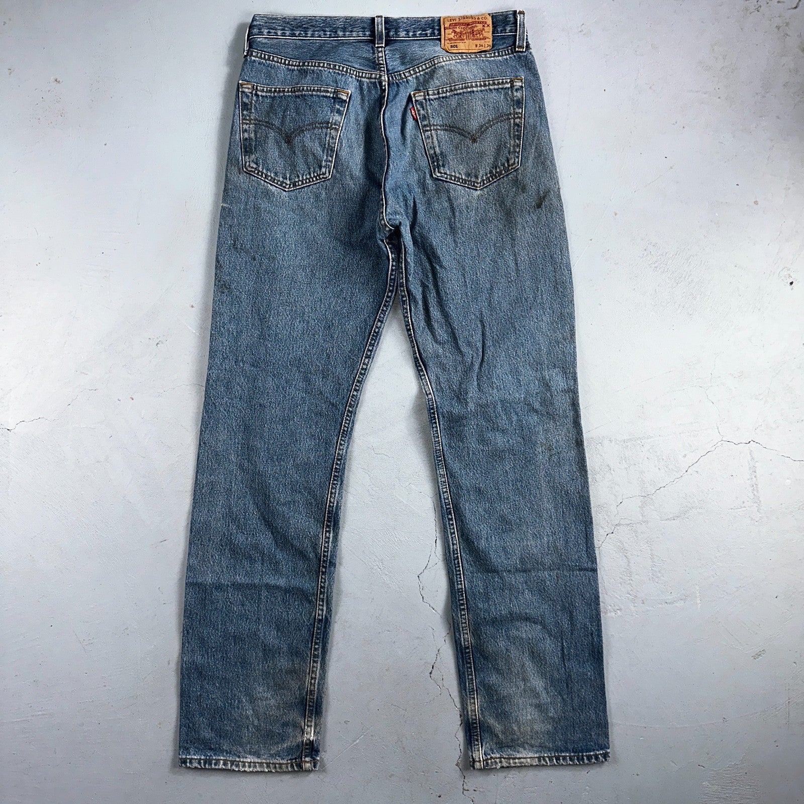 Levis 501 Vintage 90s Poland Straight Leg Jeans Blue Med Wash 34x34 Act 32x33