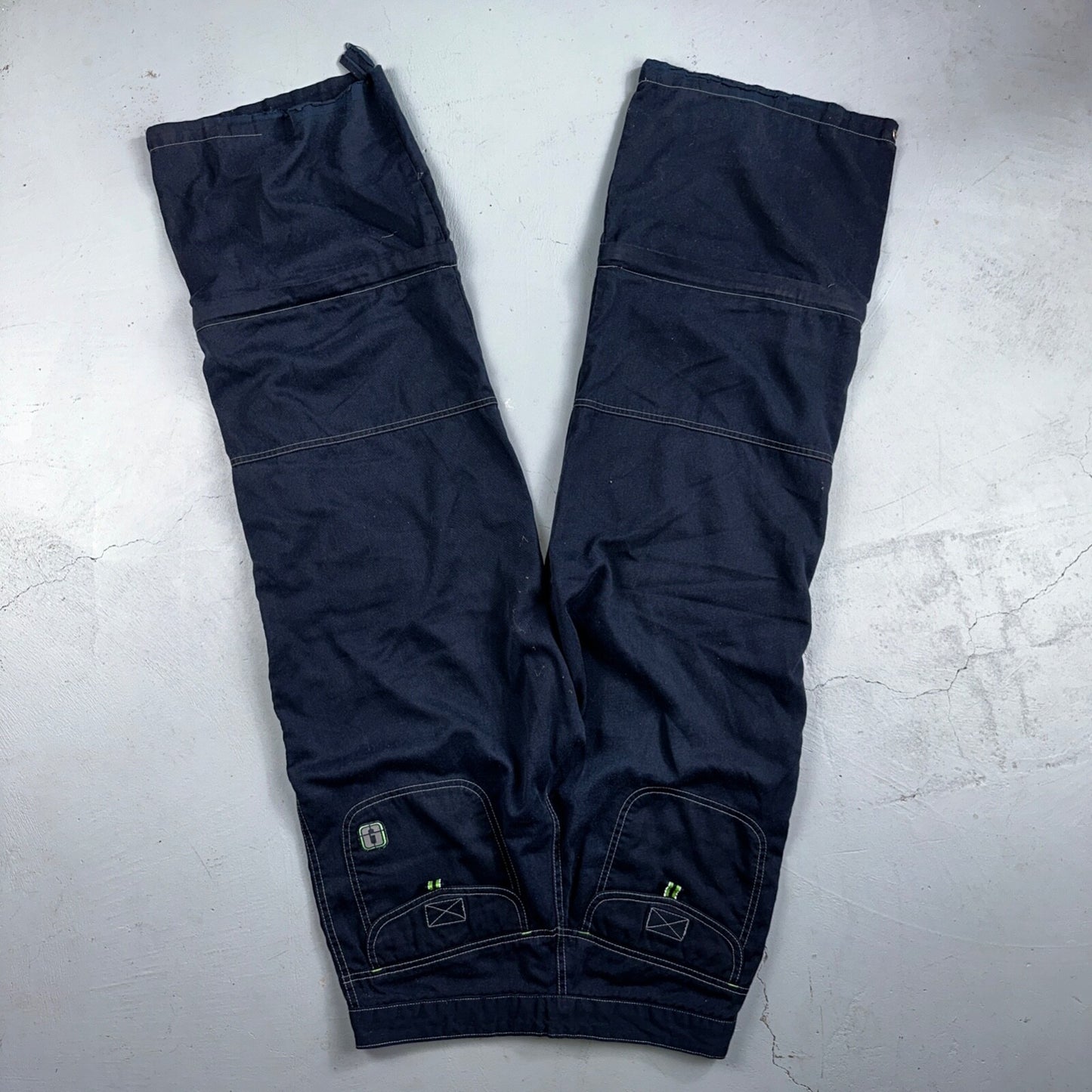 Vintage Trans Nine Rave Y2K Navy Blue Wide Leg Retro Pants Womens 30 x 30