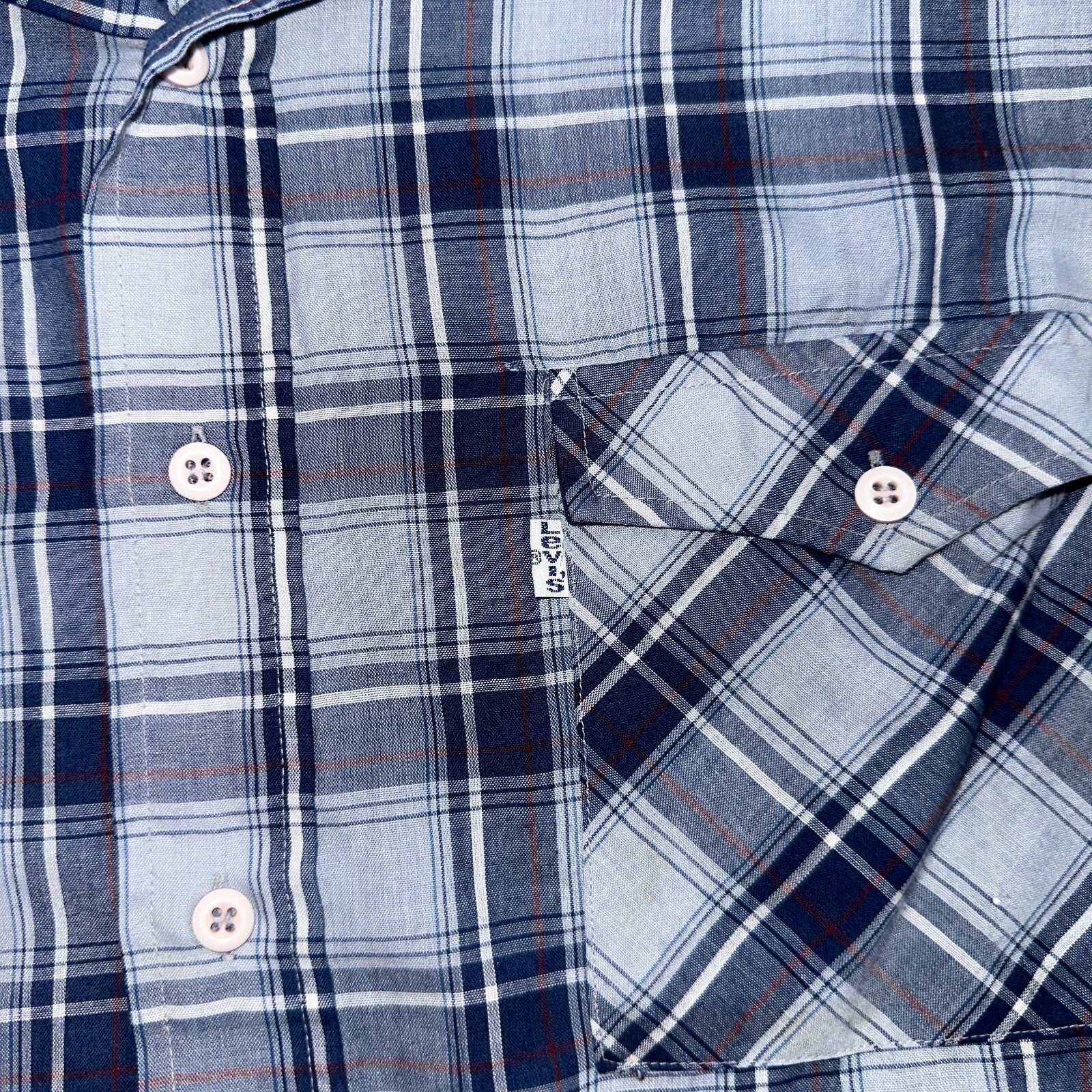 Levis VTG 1980s Pearl Snap Button Shirt Mens L Plaid 80s Cowboy Shirt Korea SS