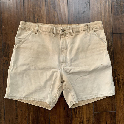 Vintage USA Made Carhartt Men's Thrashed Canvas Carpenter Shorts 90s Double Knee