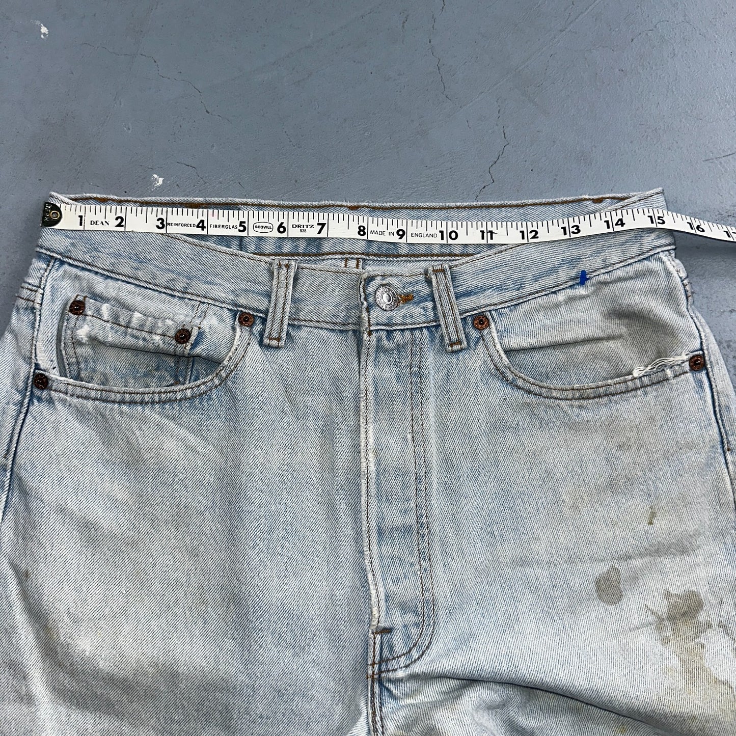 Levis 501 Vintage 90s USA XX Straight Leg Jeans Blue Light Wash 33x34 Act 30x32