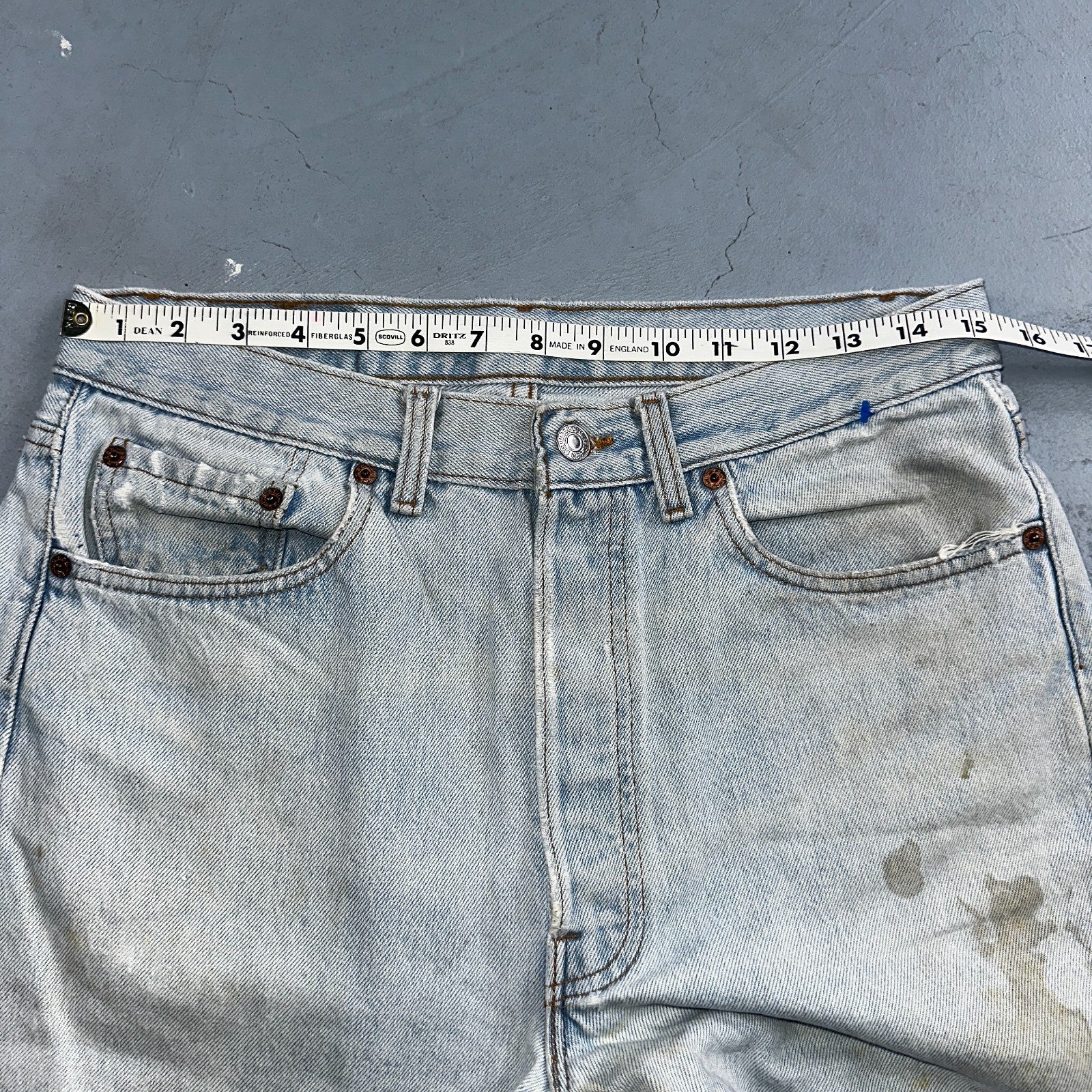 Levis 501 Vintage 90s USA XX Straight Leg Jeans Blue Light Wash 33x34 Act 30x32