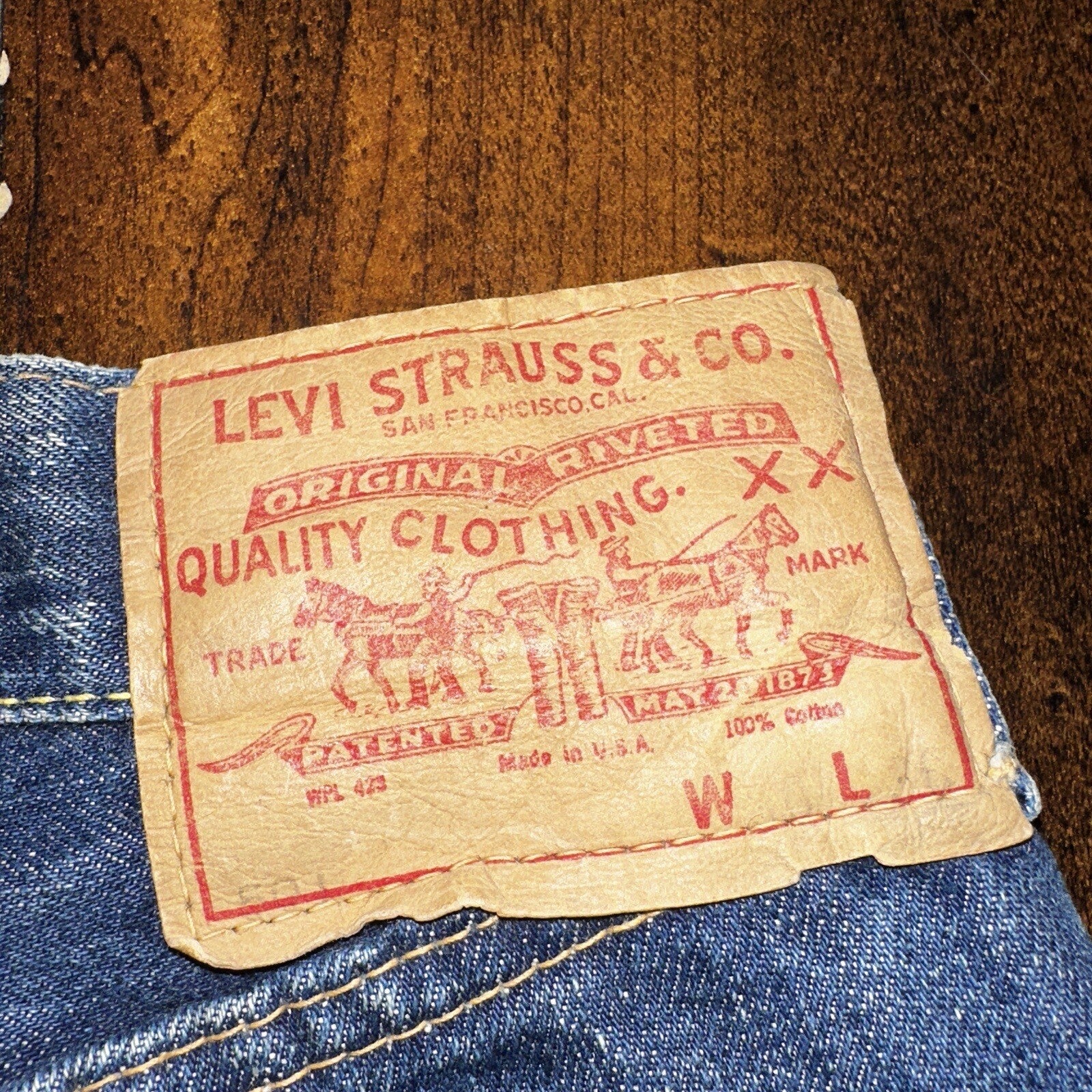 Levis 501 Big E VTG 60s Redline Denim Destroyed Jeans 1960s 28x28 Fringe Boot