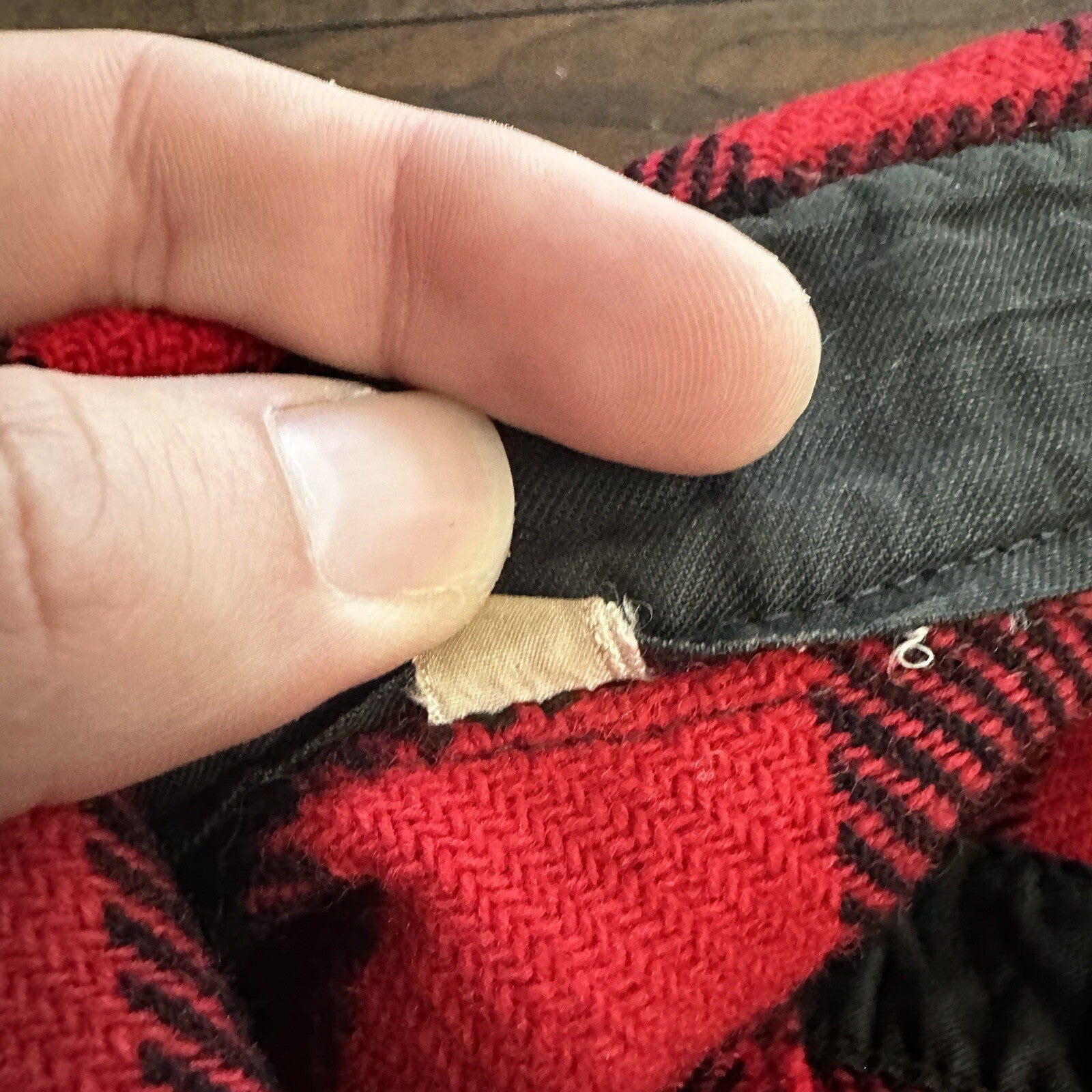 1950's vtg Buffalo Plaid Flannel L/S Jac Over Shirt Med Red Black 50s 60s Worn