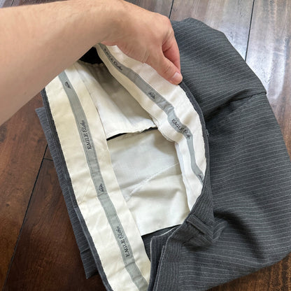 Vtg USA Eagles Pinstripe Mens Gray Wool 3 Pc Suit 42 Vest 33x30 1980s Vest