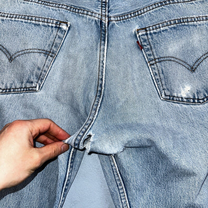 Levis 501 Vintage 90s USA XX Straight Leg Jeans Blue Light Wash 34x34 Act 32x33