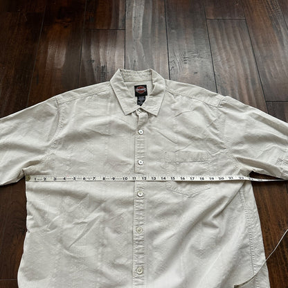 Harley Davidson Shirt Button Up XL Short Sleeve VTG Motorcycle White Silk