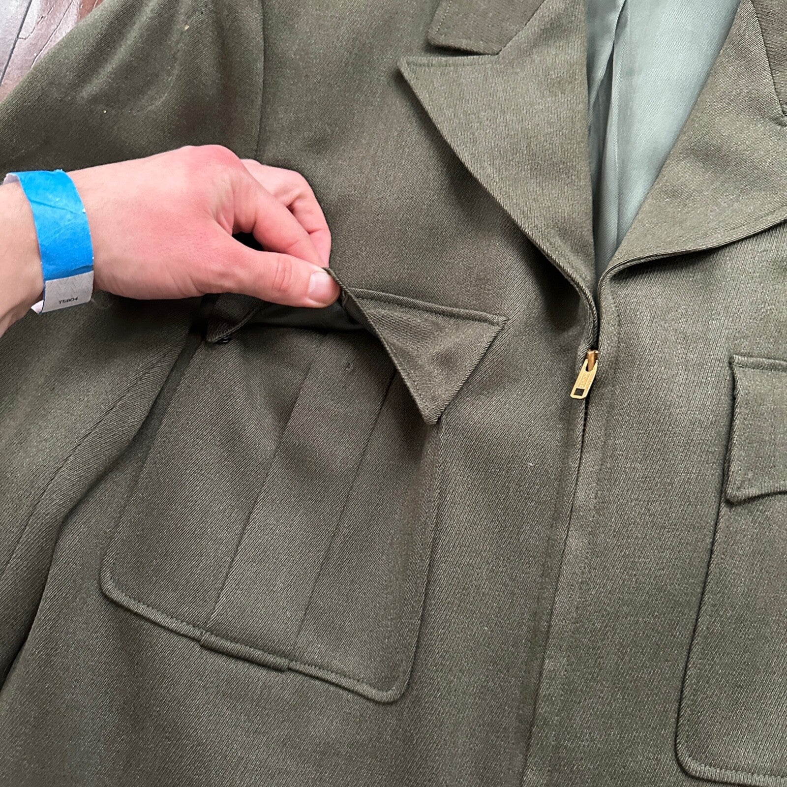 WWII Nurse Uniform Green Wool Cropped 1940s Vintage Jacket Air Force USA Talon