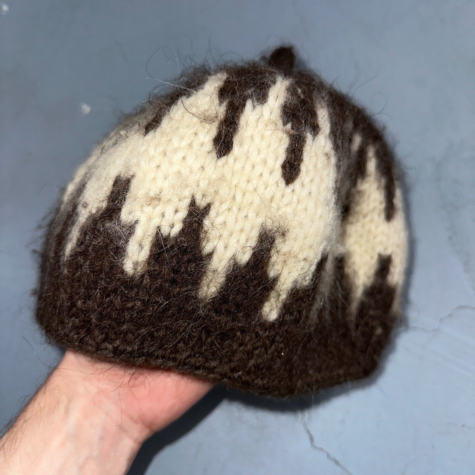 VTG 60s 70s Wool Hand Knit Winter Beanie Hat OSFM Rockabilly Warm Grunge Basic