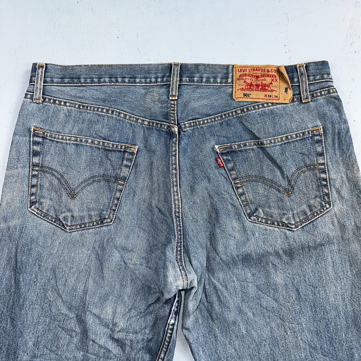 Levis 501 Y2K XX Straight Leg Jeans Blue VTG Med Wash 38x36 Act 38x32
