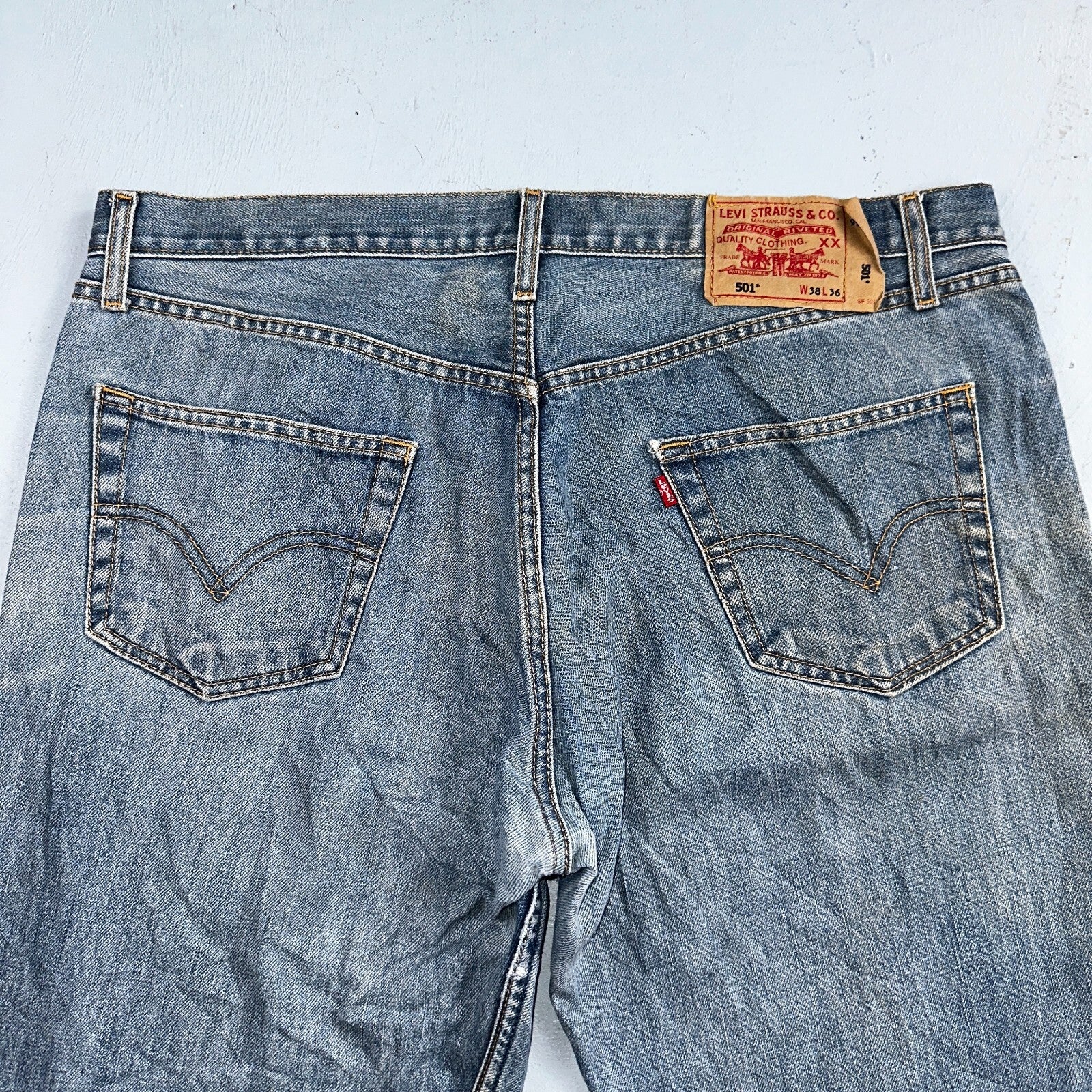 Levis 501 Y2K XX Straight Leg Jeans Blue VTG Med Wash 38x36 Act 38x32