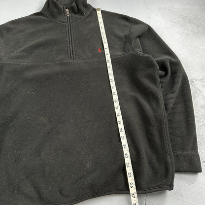 Polo Ralph Lauren Vintage 90s M Black 1/4 Zip Large Fleece Pullover Made in USA
