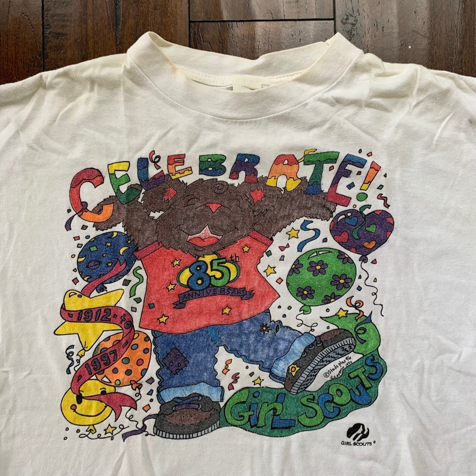 Girl Scouts Grateful Dead Bear Vintage T Shirt Hippie Rainbow Stoner 90s Trippy