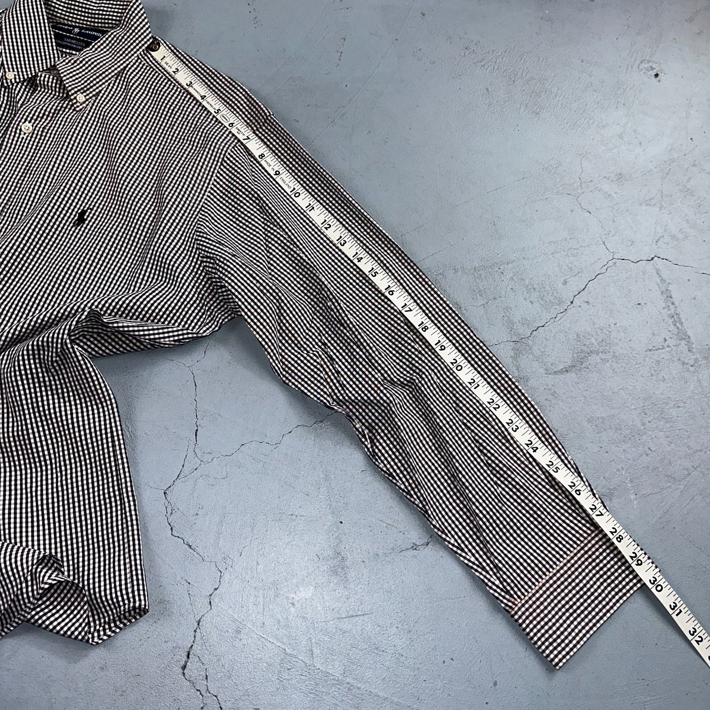 Ralph Lauren Shirt Black Shepperd Check Yarmouth Button Up Long Sleeve 15.5