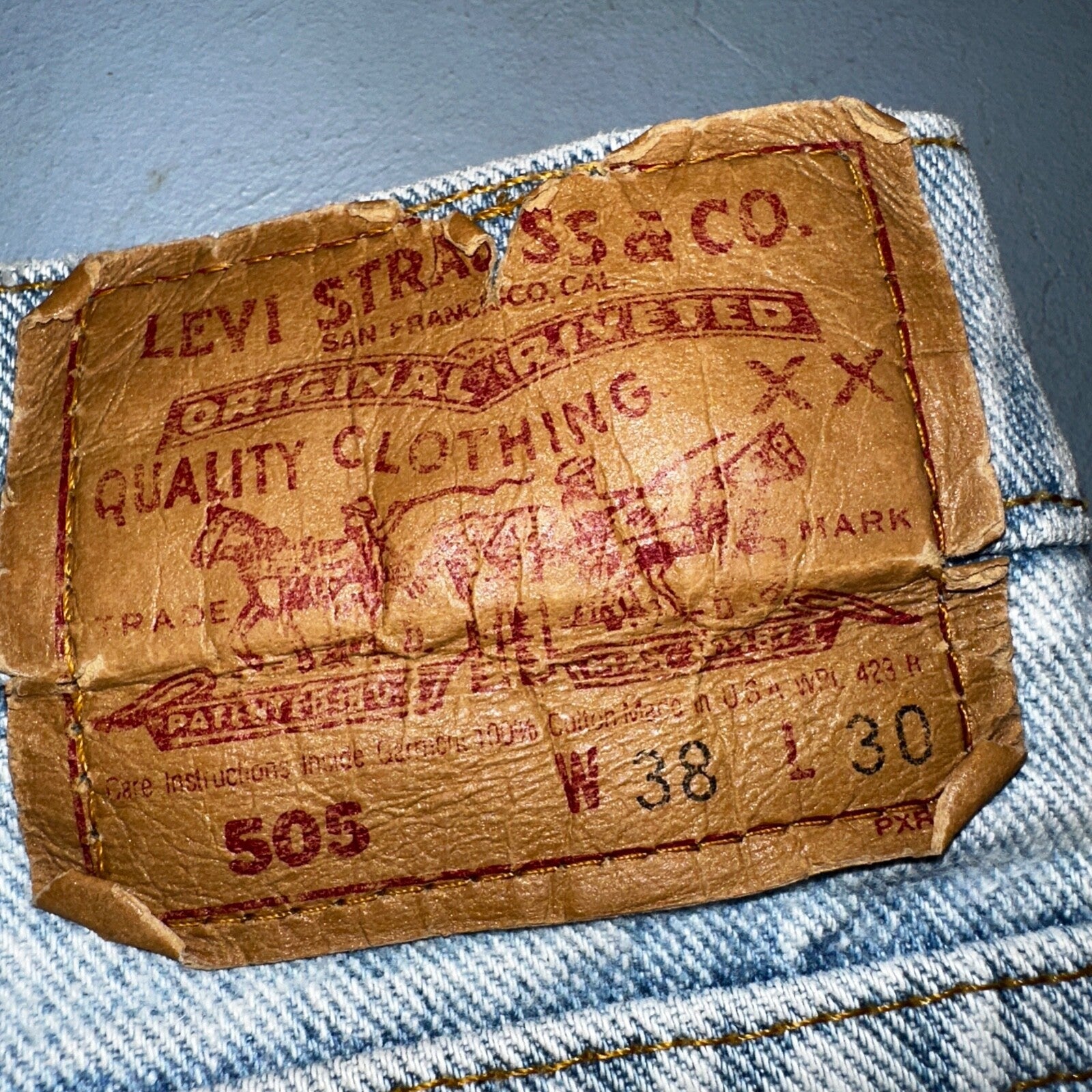 Levis 505 Vintage 90s USA XX Jeans Blue 501 Light Wash 38x30 Act 36x28