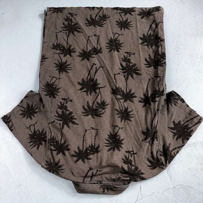 J CREW Polo Shirt Mens Large Gray Short Sleeve Pocket Tropical Palm Trees