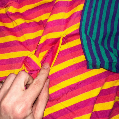 Striped Lot of 2 Headliners VTG T Shirt 90s Green Blue Pink Yellow Fun Large