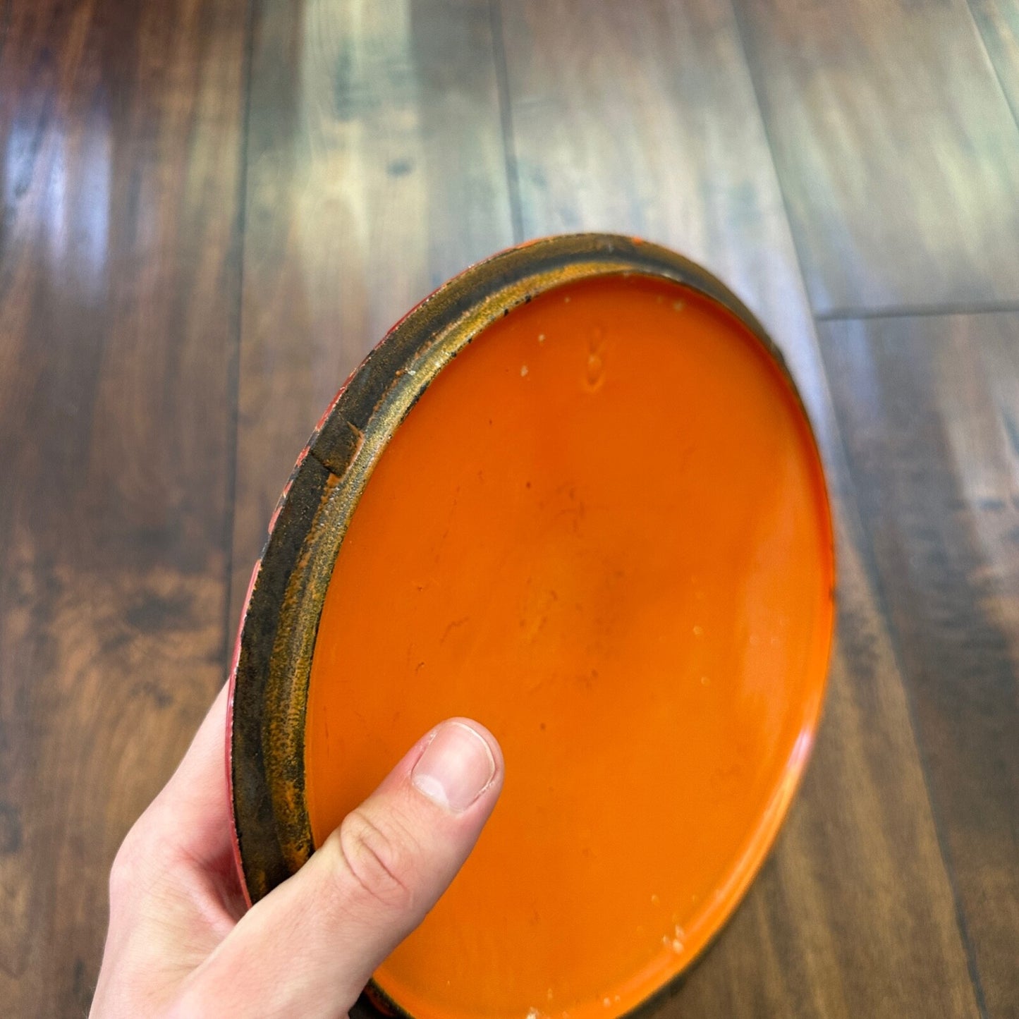 Le Creuset #B Oval Dutch Oven Lid Only France Enamel Pot Orange Flame VTG 1960s