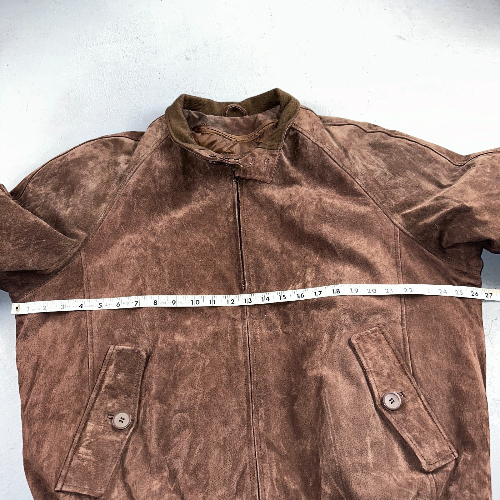 Vintage 90s Suede Leather Brown Bomber Jacket XL Retro Aviator Landing Leather