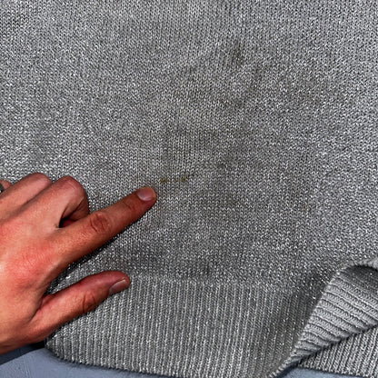 BFA Classics Womens Knit Short Sleeve Sweater Size Small Silver Sparkly Cute