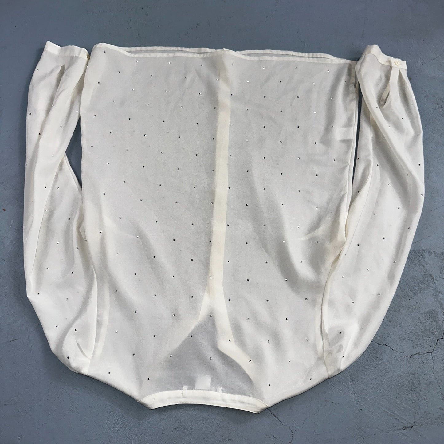 LIZ CLAIBORNE Womens Long Sleeve Button Front Blouse Shirt Studs Sz S Ivory