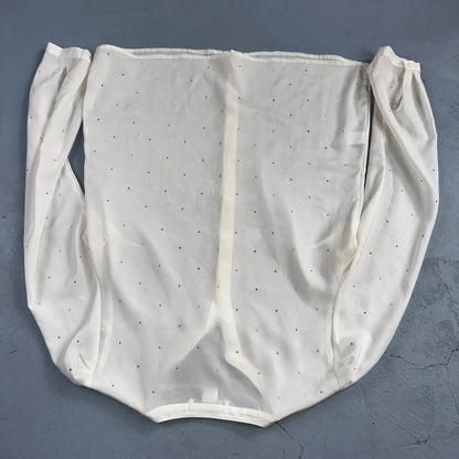 LIZ CLAIBORNE Womens Long Sleeve Button Front Blouse Shirt Studs Sz S Ivory