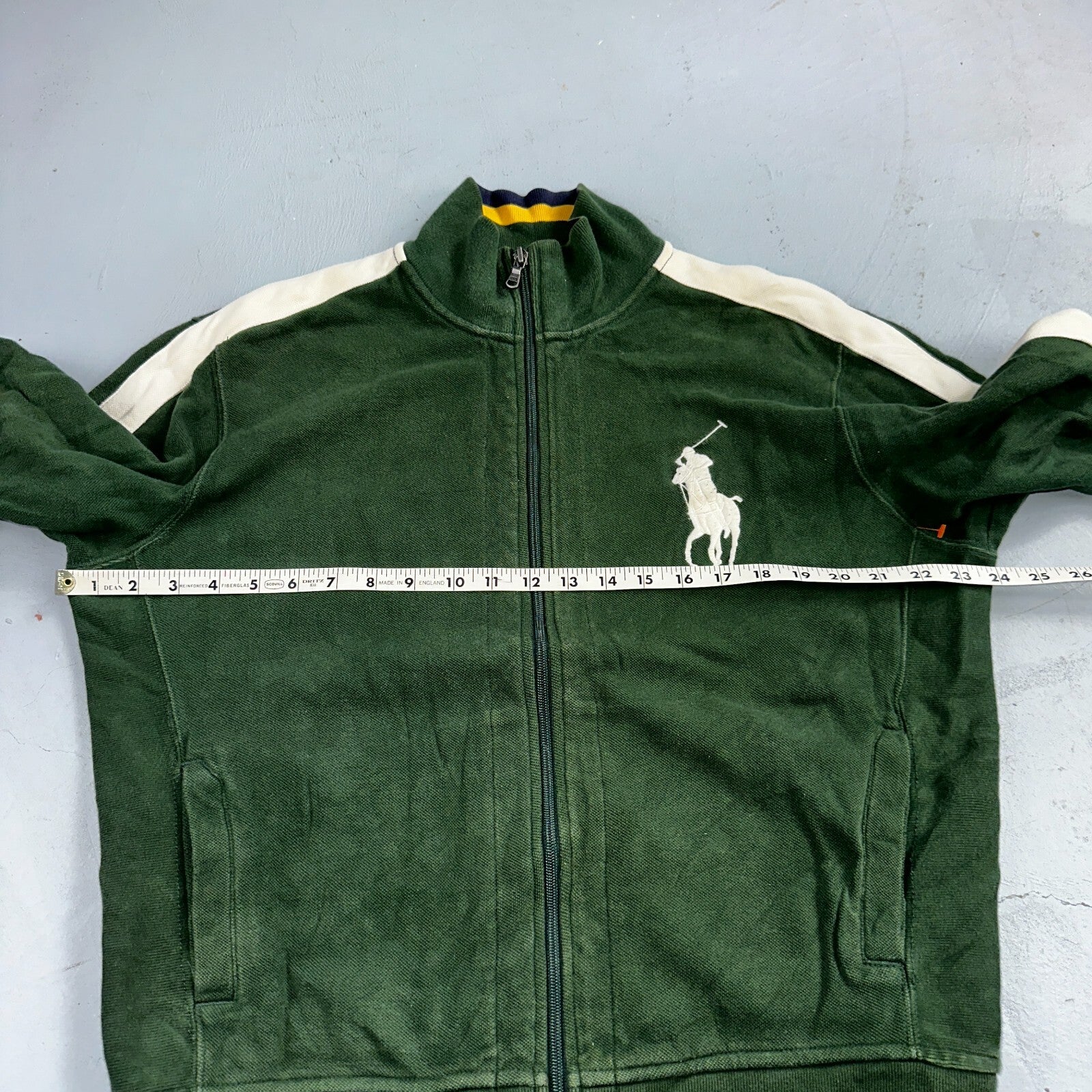 Polo Ralph Lauren VTG Track Jacket Mens Large Green Big Pony Cotton