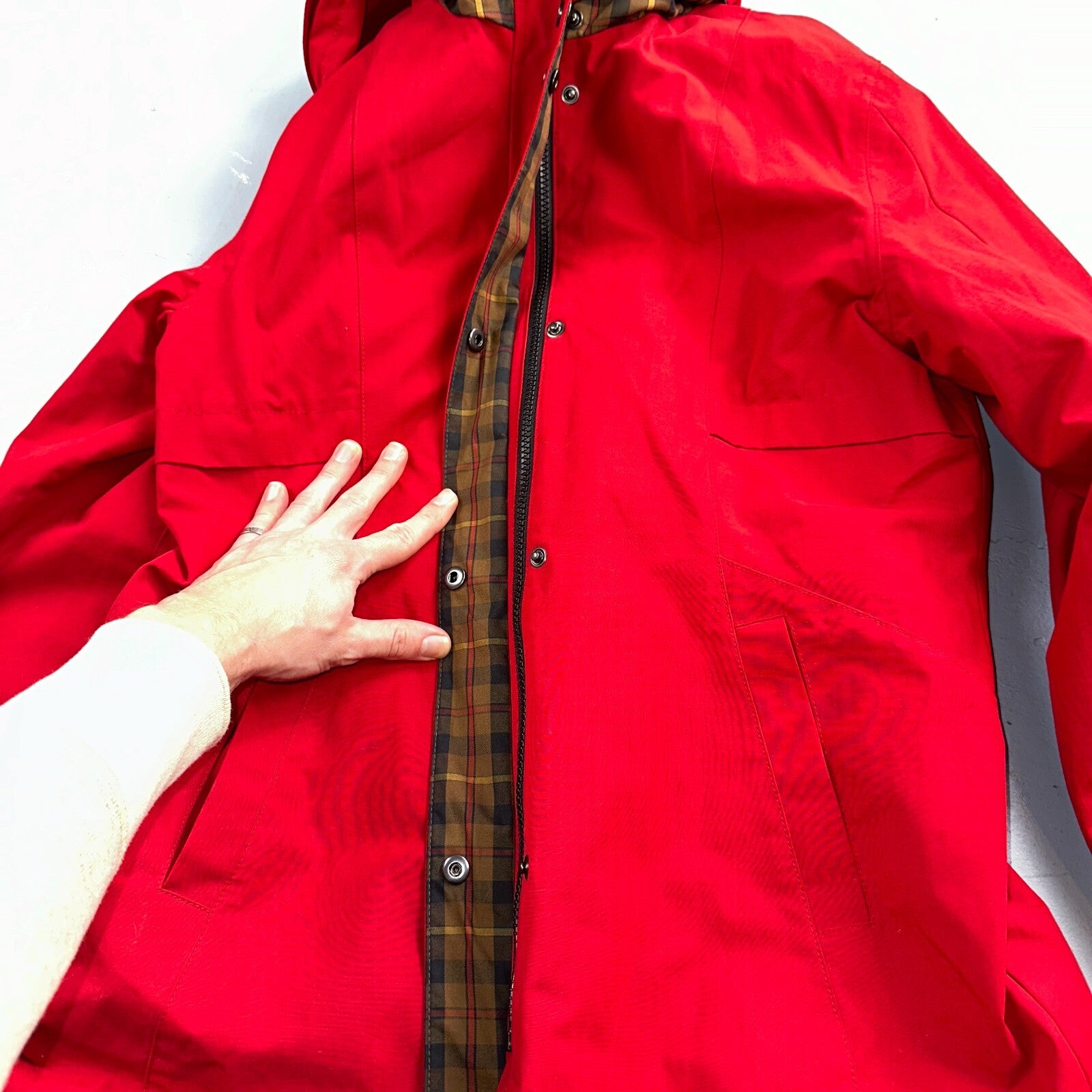 Pendleton Womens Medium Full Zip Hooded Plaid Lined Outdoor Jacket VTG Style Red