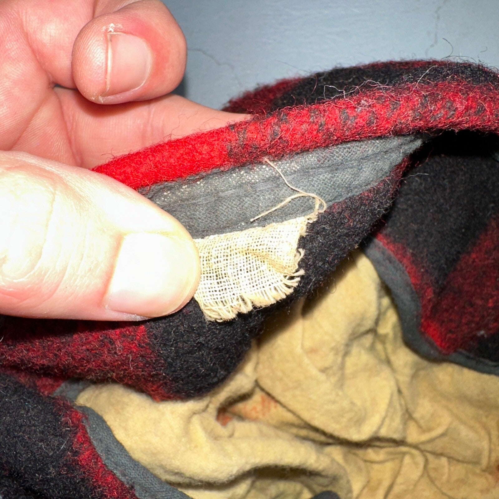 Vintage 1970s Woolrich Buffalo Plaid Red Black Hat with Ear Flaps USA 70s Warm